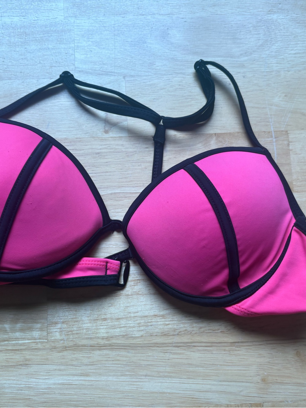 Ardene Pink and Black Padded Bikini Top